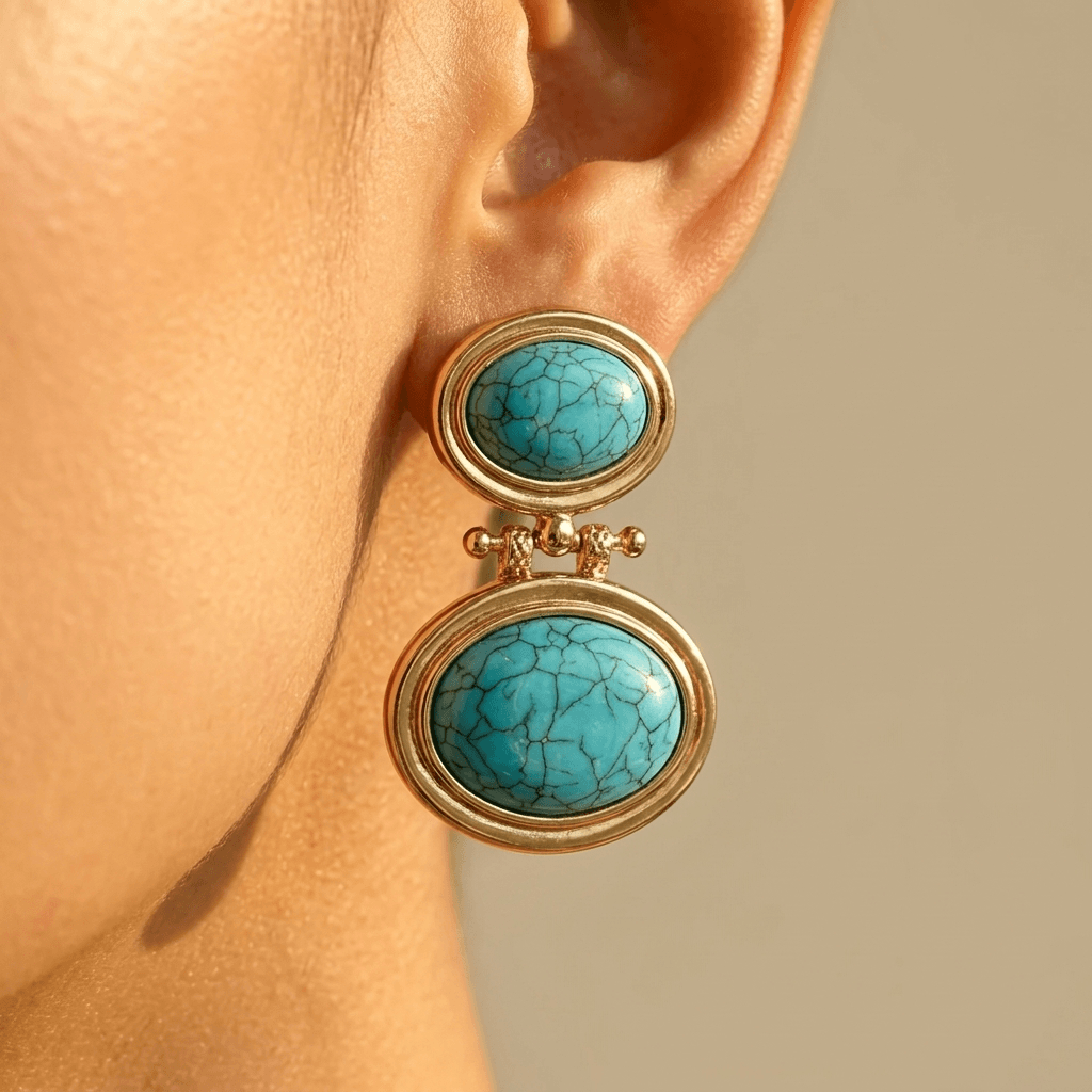 Individual Turquoise Necklace Earrings Set