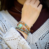 Natural Green Jade Jasper and Moss Agate Wrap Bracelet