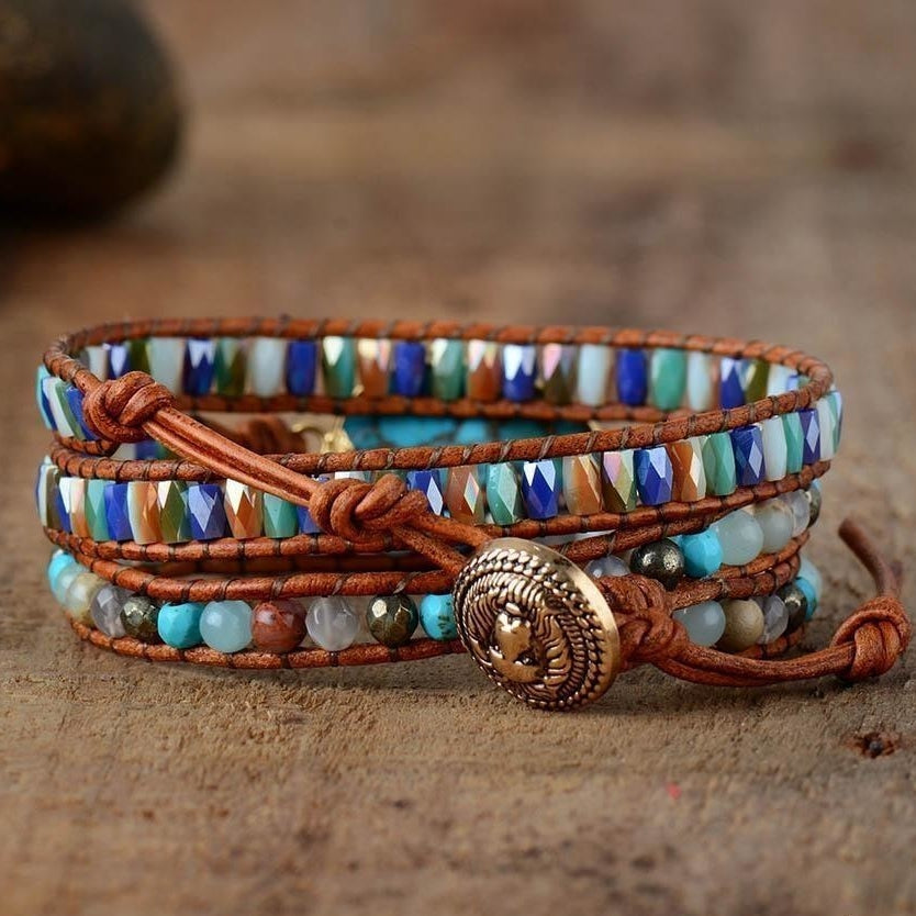 Natural Turquoise & Jasper Wrap Bracelet