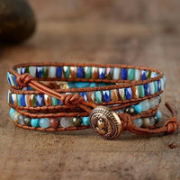 Natural Turquoise & Jasper Wrap Bracelet