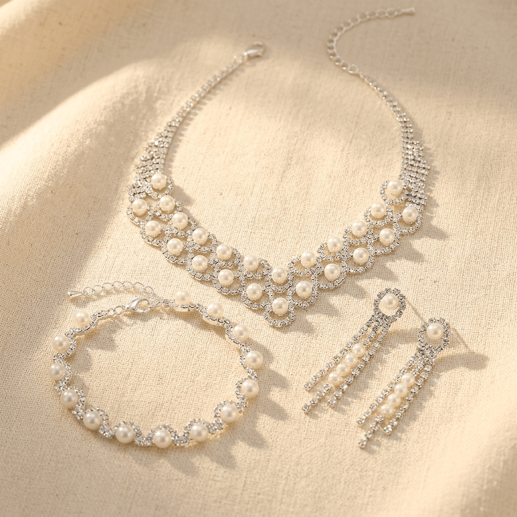 Vintage Pearl Sunflower Jewelry Set