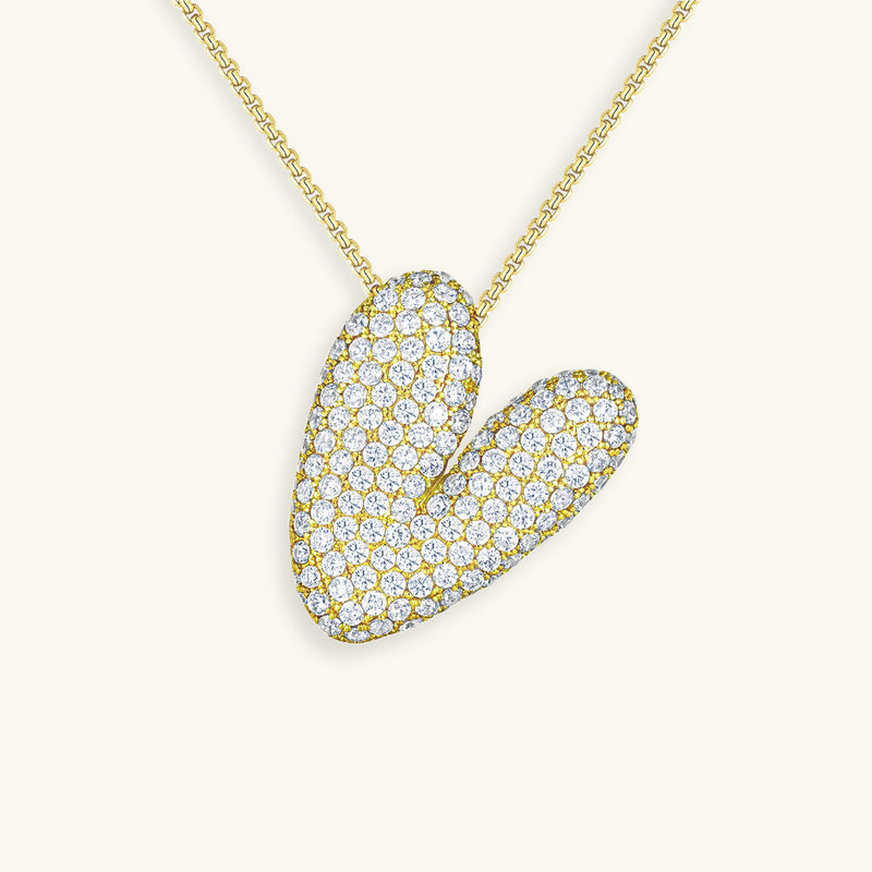 Pavé Diamond Bubble Initial Necklace