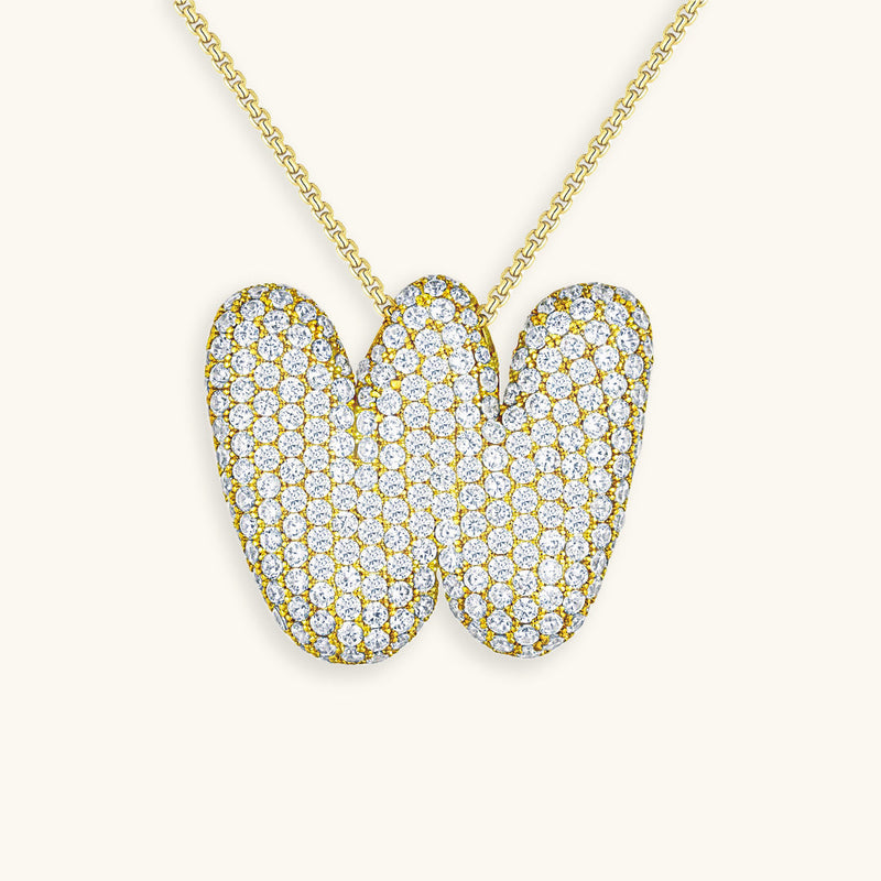 Pavé Diamond Bubble Initial Necklace