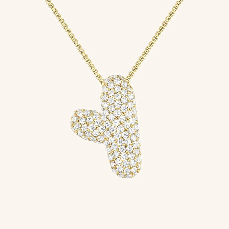Pavé Diamond Bubble Initial Necklace