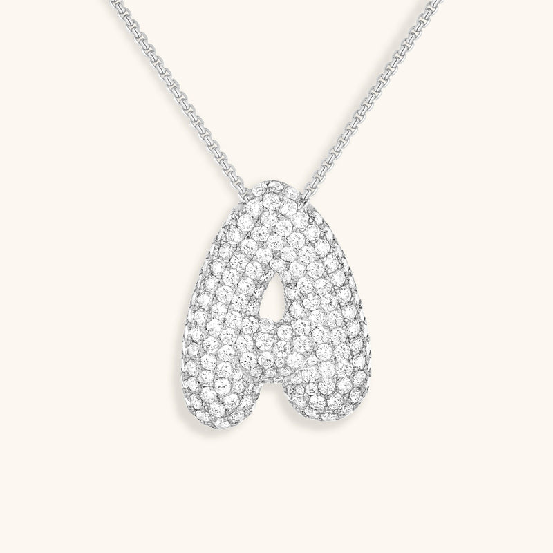 Pavé Diamond Bubble Initial Necklace