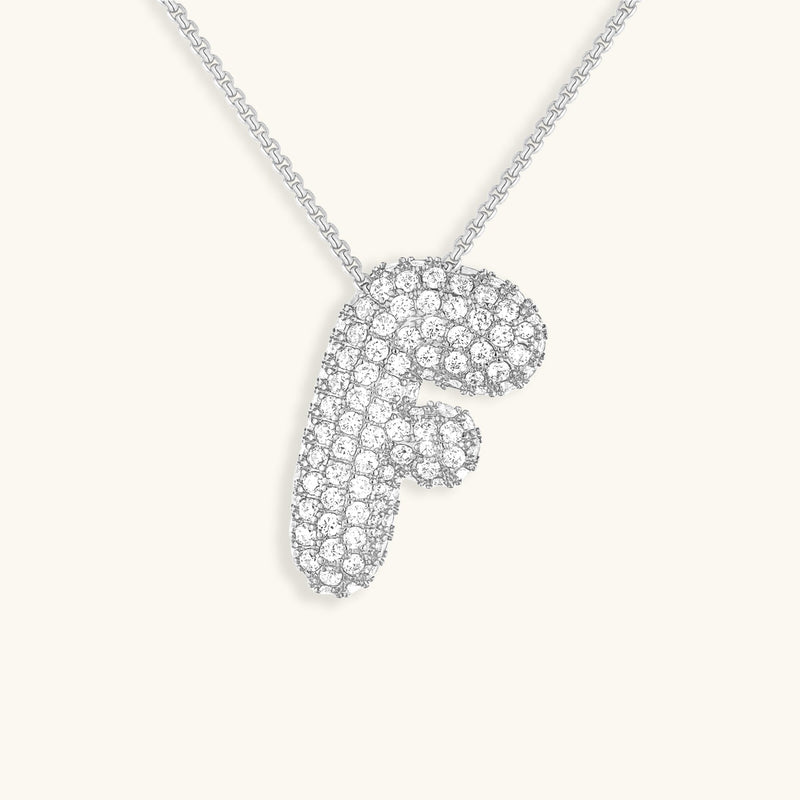 Pavé Diamond Bubble Initial Necklace