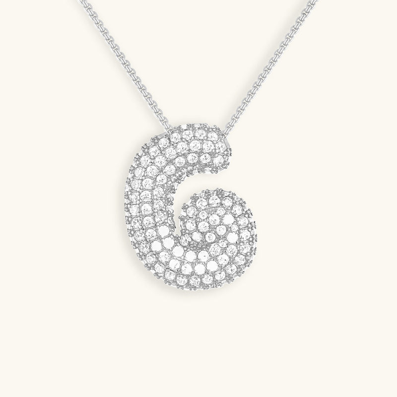 Pavé Diamond Bubble Initial Necklace