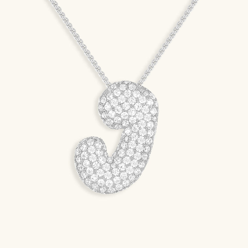 Pavé Diamond Bubble Initial Necklace