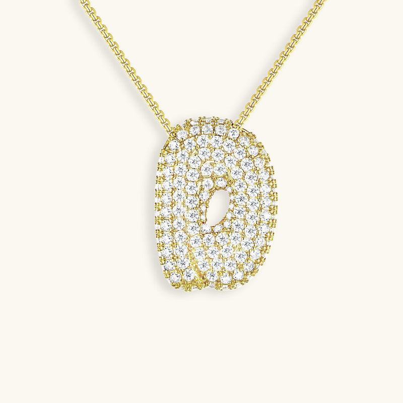 Pavé Diamond Bubble Initial Necklace