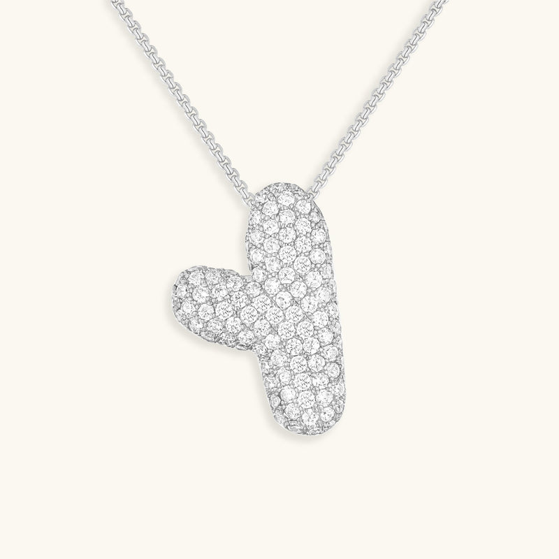 Pavé Diamond Bubble Initial Necklace