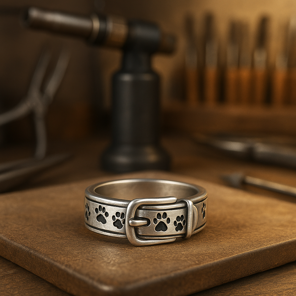 Sweet and elegant collar ring with dog motif