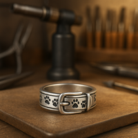 Sweet and elegant collar ring with dog motif