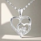 Silver necklace with paw and heart with cubic zirconia