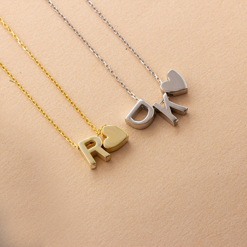 Personalized Letter & Heart Initial Necklace