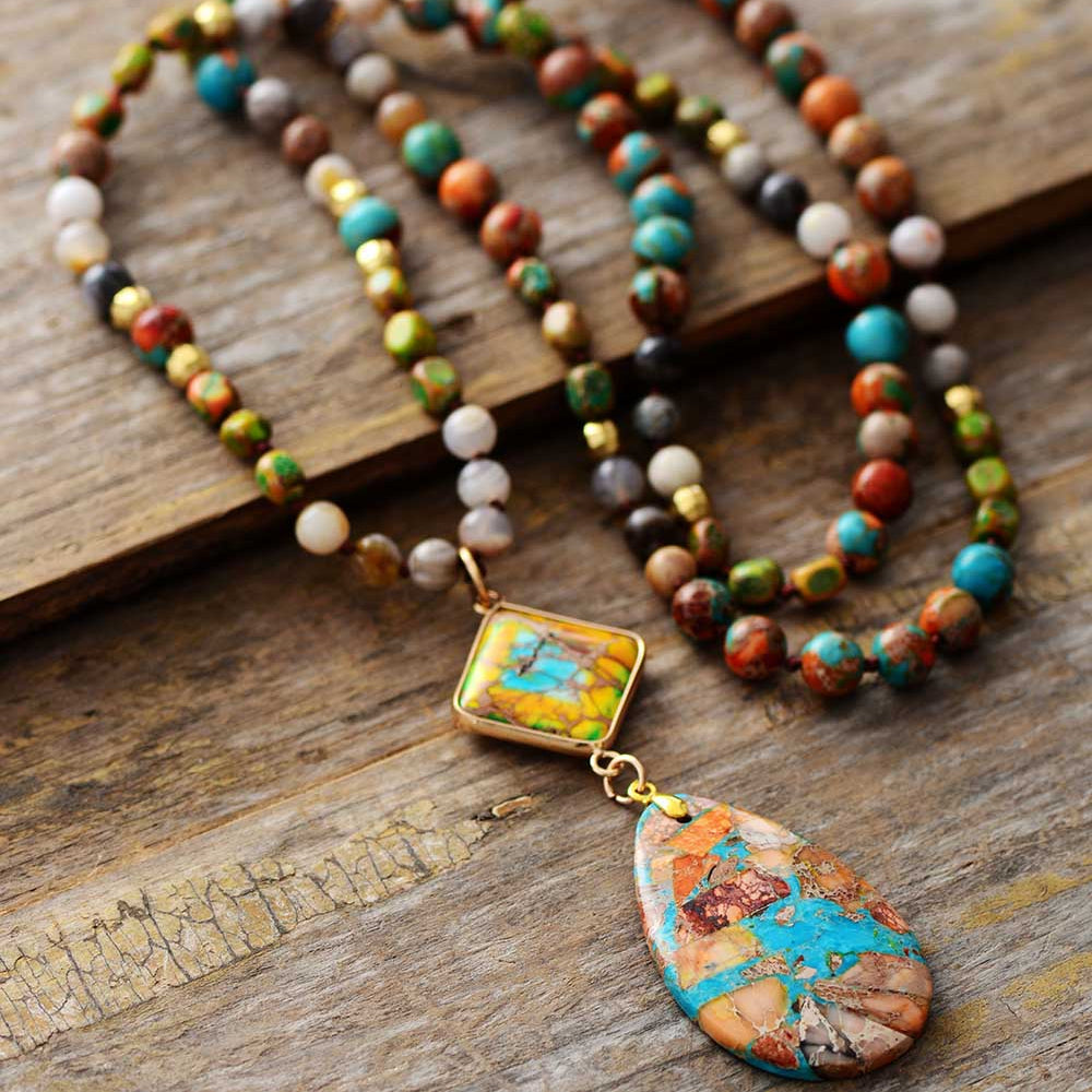 Multicolor Jasper Pendant Spiritual Necklace
