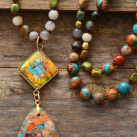 Multicolor Jasper Pendant Spiritual Necklace