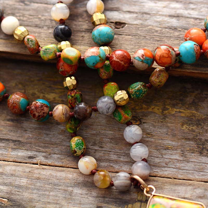 Multicolor Jasper Pendant Spiritual Necklace