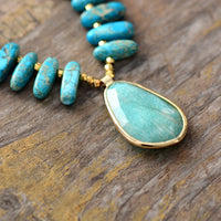 Natural Turquoise Stone Amazonite Pendant Necklace
