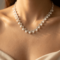 Pearl Geometric Necklace Bracelet Earrings Jewelry Set