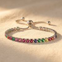 Rainbow Multicolor Crystal Adjustable Tennis Bracelet