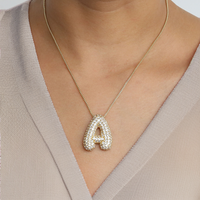 Pavé Diamond Bubble Initial Necklace