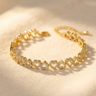 Romantic Gold Pavé Heart Link Bracelet