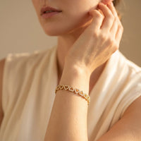 Romantic Gold Pavé Heart Link Bracelet