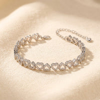 Romantic Silver Pavé Heart Link Bracelet