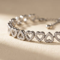 Romantic Silver Pavé Heart Link Bracelet