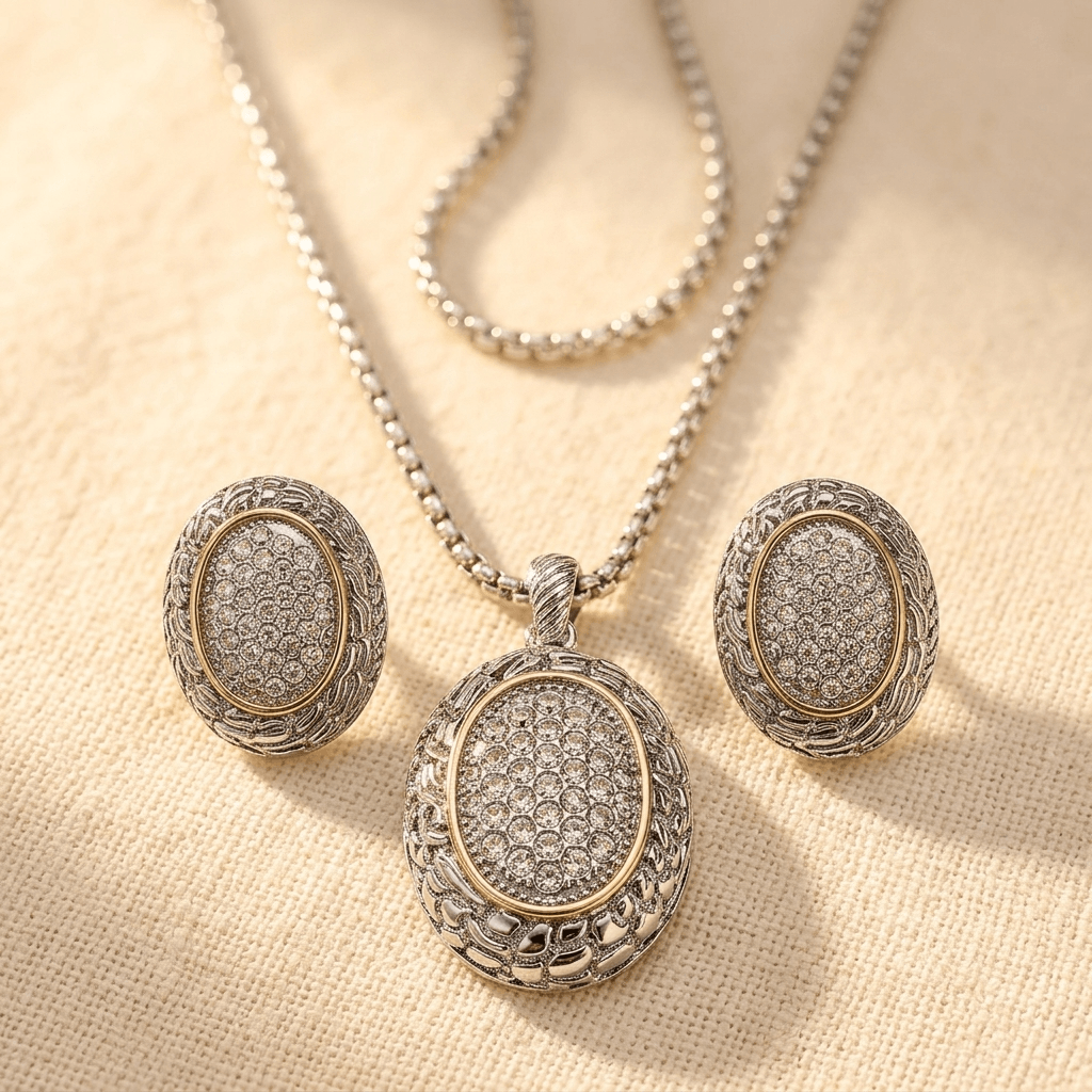 Copper Glass Geometric Jewelry Set