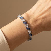 Sapphire Blue Marquise Crystal Silver Bracelet