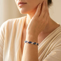 Sapphire Blue Marquise Crystal Silver Bracelet