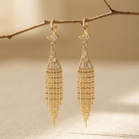 Gold Tassel Chandelier Drop Earrings
