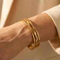 Gold Diamond Accent Stackable Bangle Bracelet