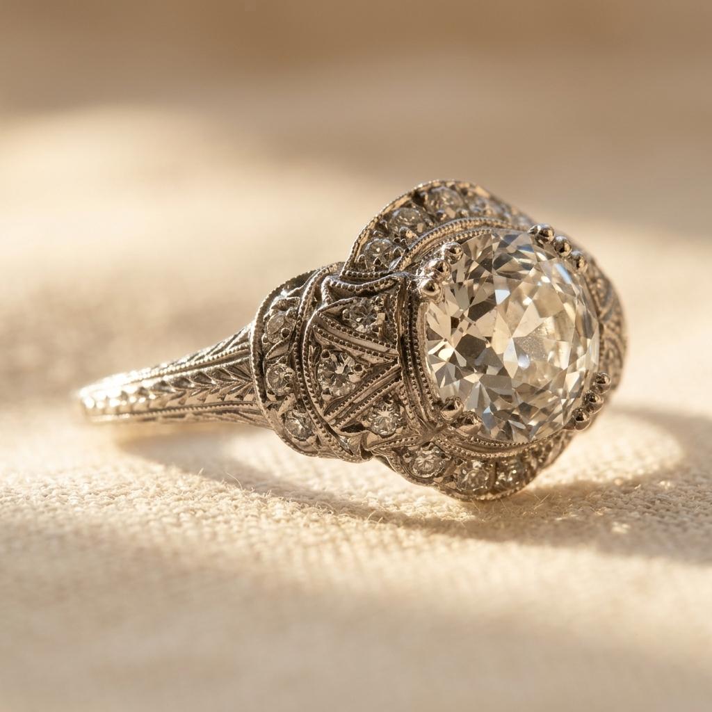 Vintage Crystalline Silver Ring