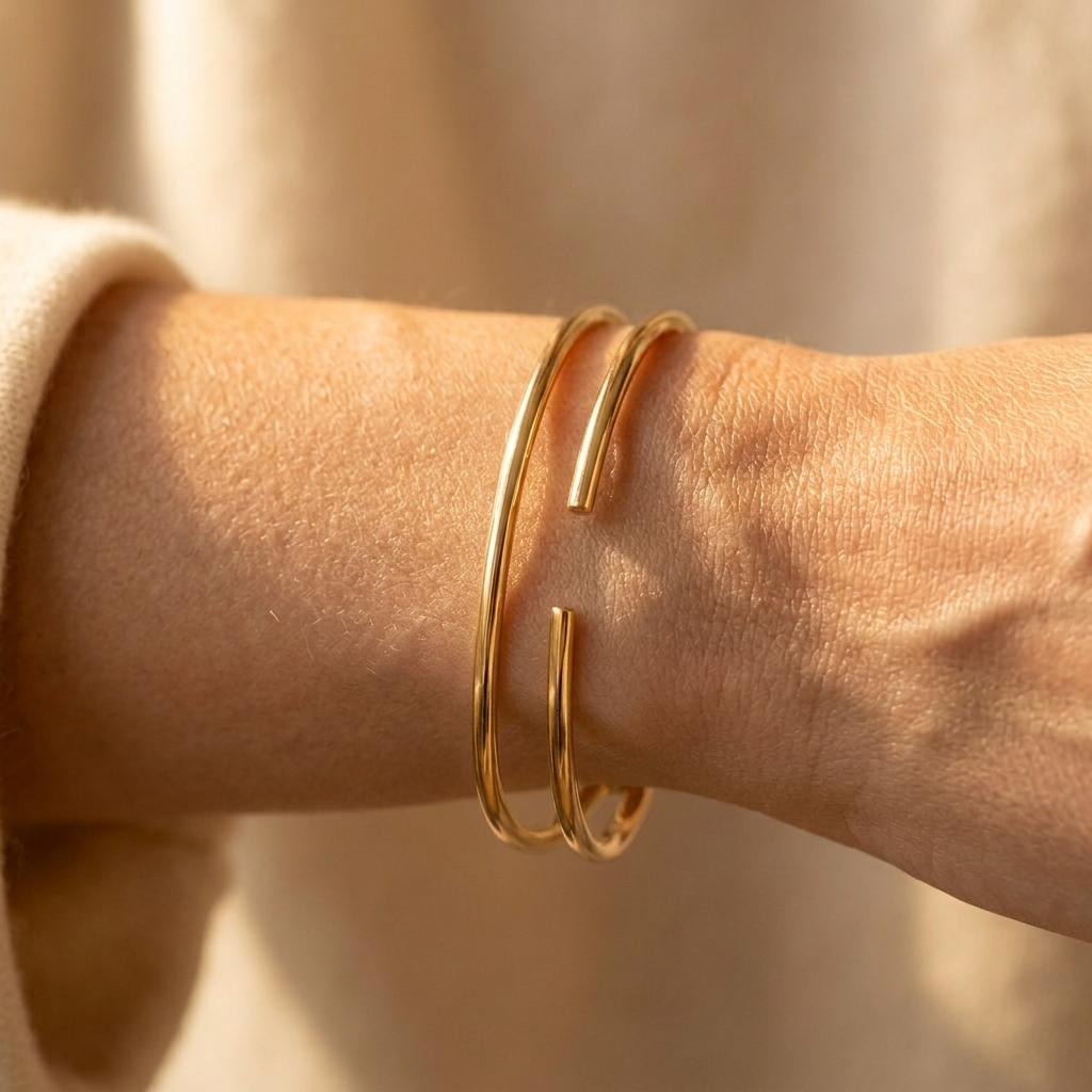 Gold Twisted Cuff Open Bracelet