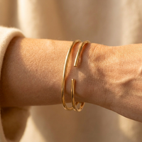 Gold Twisted Cuff Open Bracelet