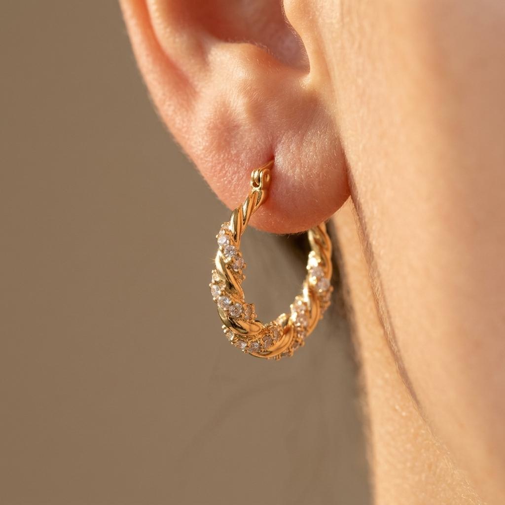 Geometric Oval Zirconia Earrings