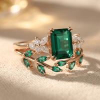 Elegant Green Transparent Cut Engagement Ring