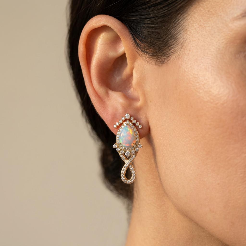 Elegant Vintage Inspired Water Drop Opal Engagement Ring Weddings Parties Ideal Christmas Gift For Her Alloy Inlaid Dating Family And Lovers