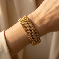 Gold Mesh Woven Stainless Steel Cuff Bracelet