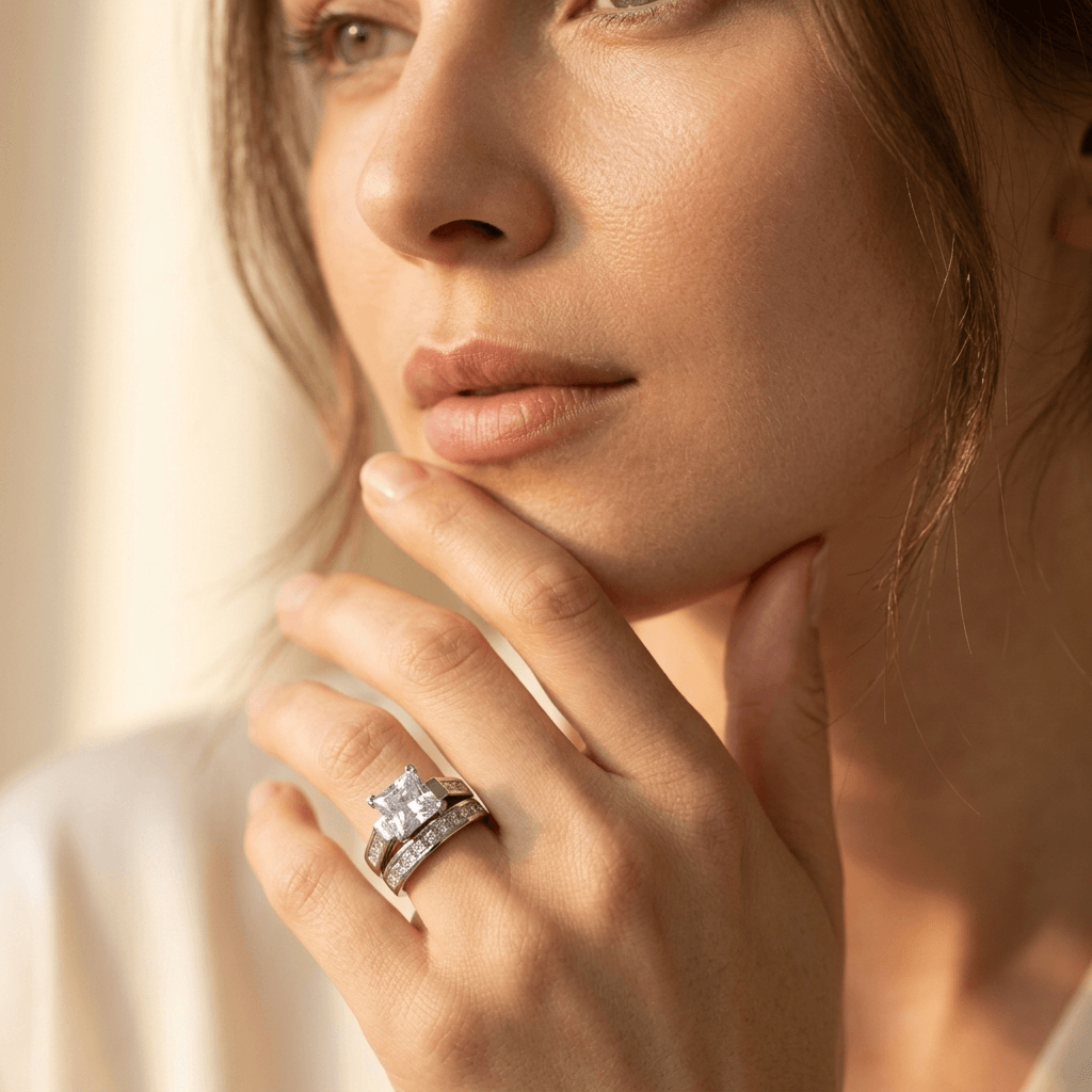 White Cubic Zirconia Silver Statement Ring