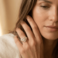 Elegant Golden Synthetic Cubic Zirconia Flower Ring