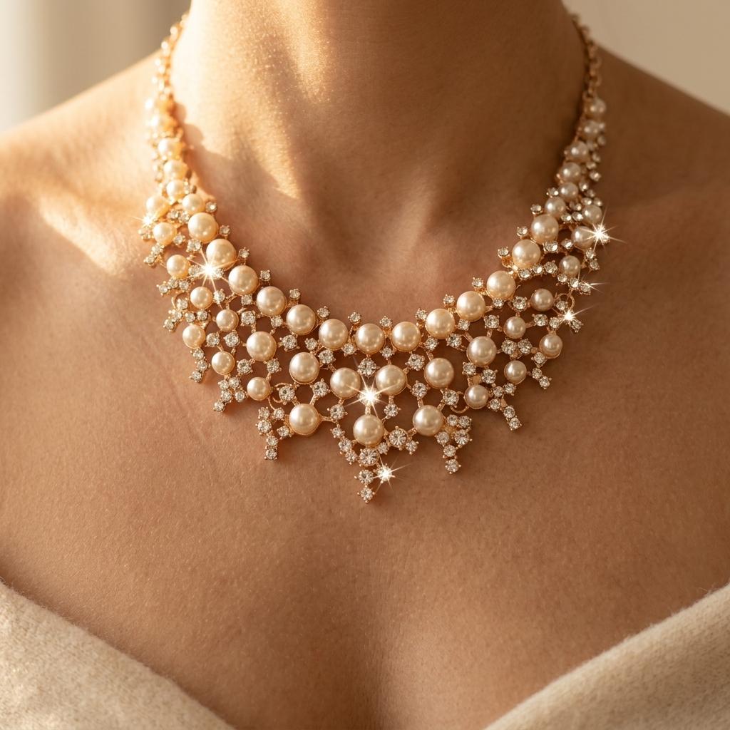 Elegant Faux Pearl Statement Necklace