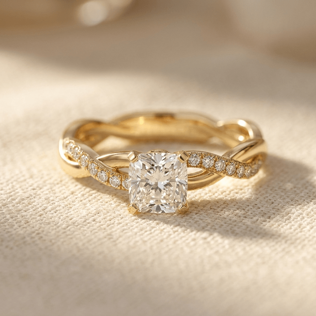 Romantic Exquisite Gold Wedding Engagement Ring