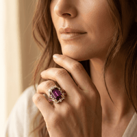 Elegant Red Synthetic Zirconia Floral Ring