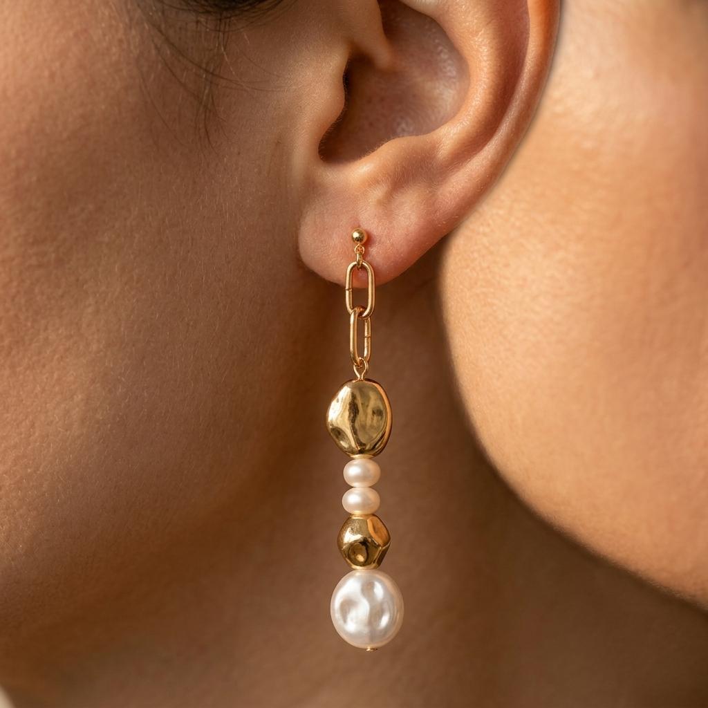 Vintage Gold Baroque Pearl Jewelry Set
