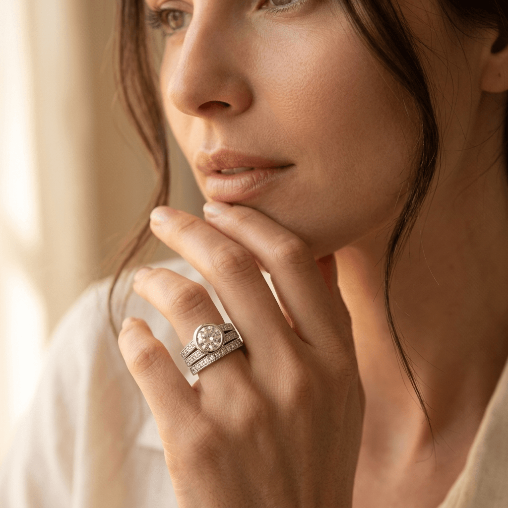 Elegant Copper Cubic Zirconia Floral Ring