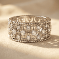 Elegant Floral Cubic Zirconia Wide Band Ring
