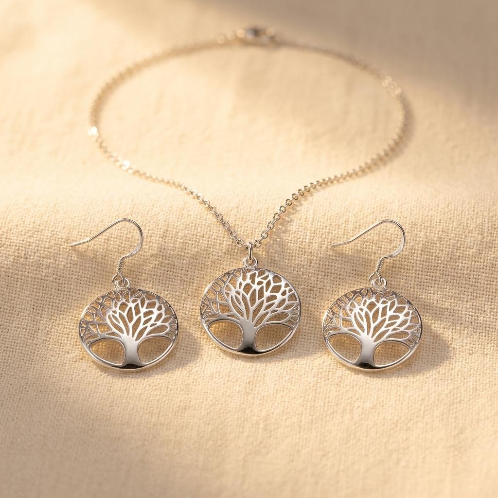 Round Pendant Circle Jewelry Set